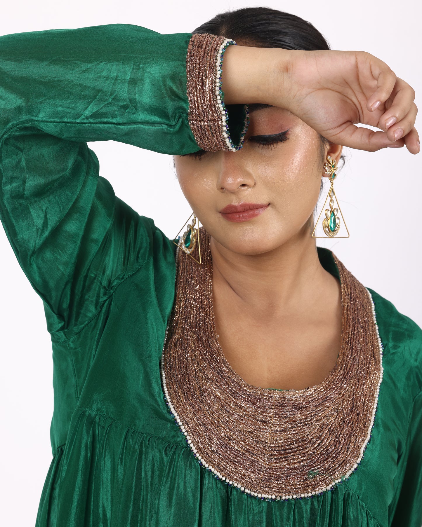 Luxurious Emerald Green Silk Suit