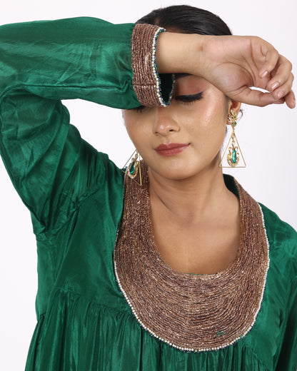 Luxurious Emerald Green Silk Suit