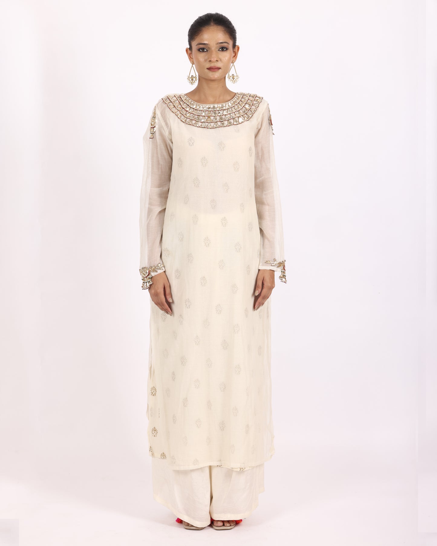 Off White Chanderi Suit