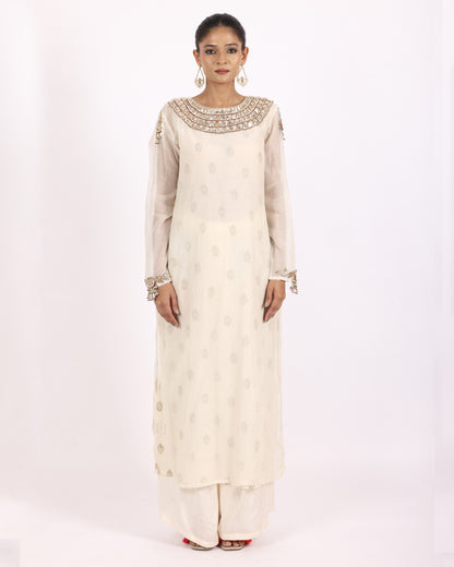 Off White Chanderi Suit