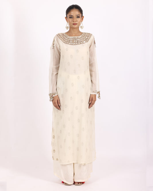 Off White Chanderi Suit