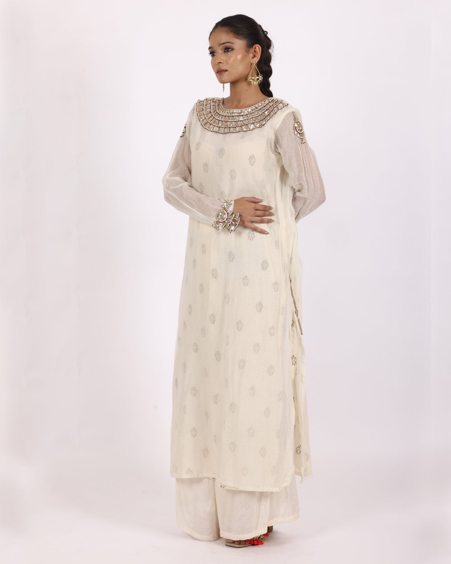 Off White Chanderi Suit