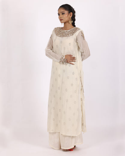 Off White Chanderi Suit