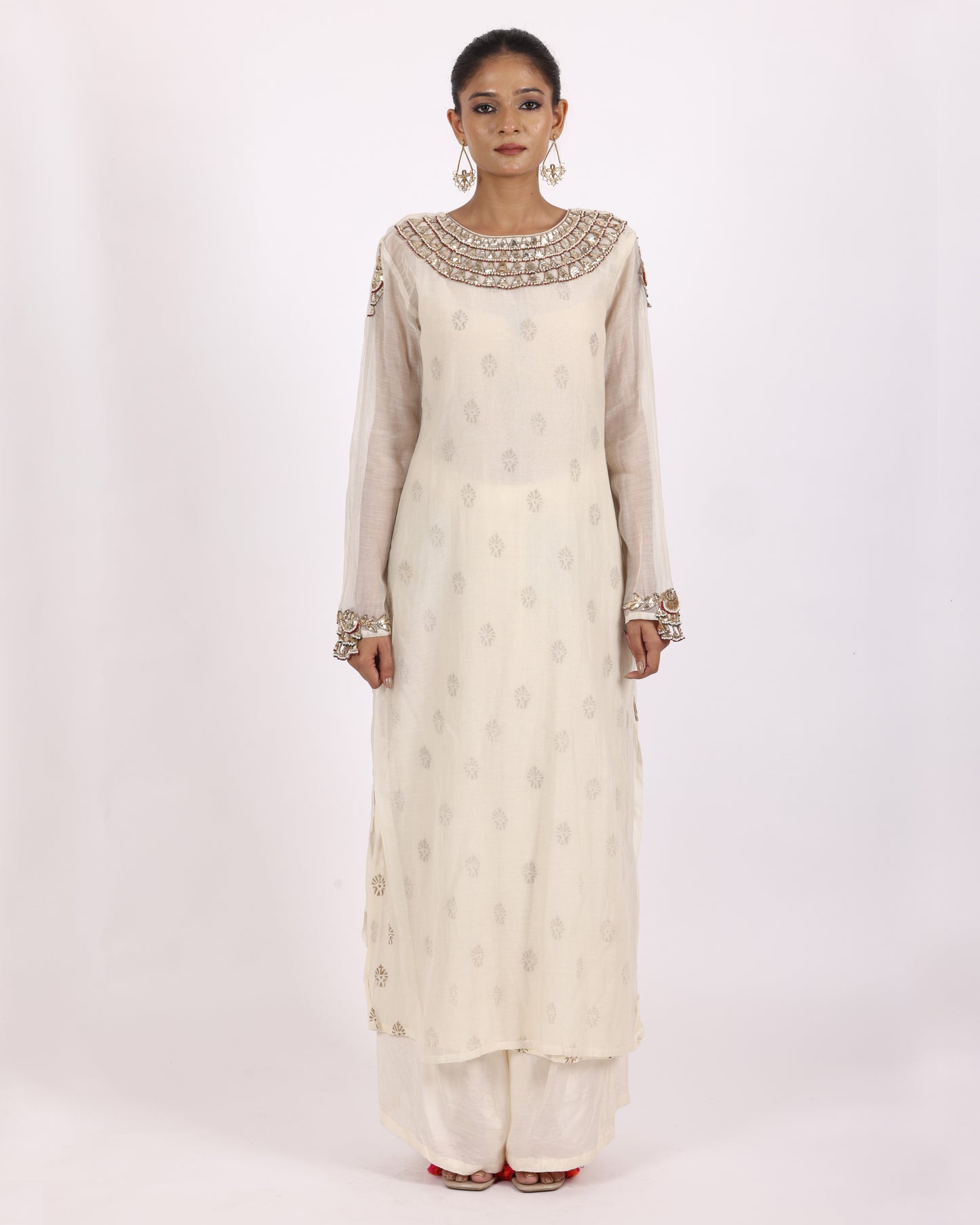 Off White Chanderi Suit