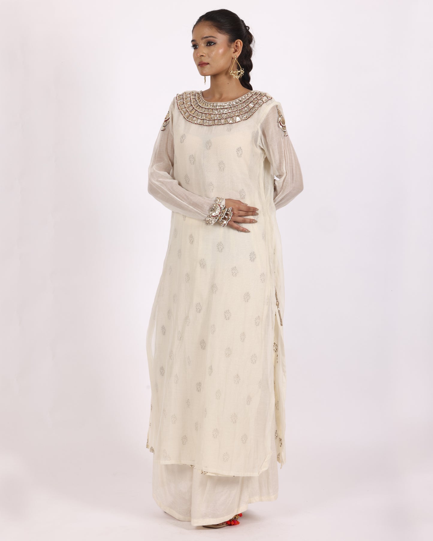 Off White Chanderi Suit