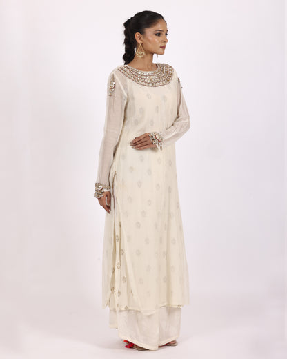 Off White Chanderi Suit