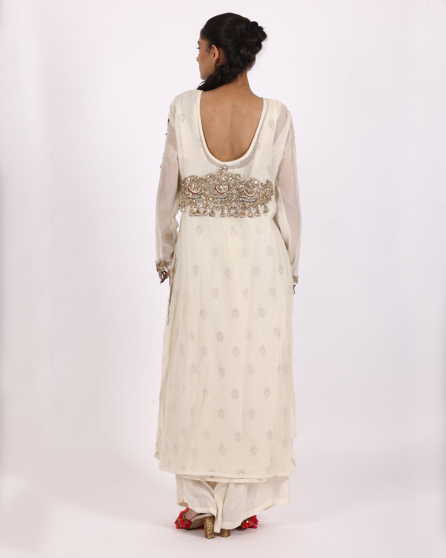 Off White Chanderi Suit