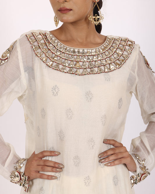 Off White Chanderi Suit