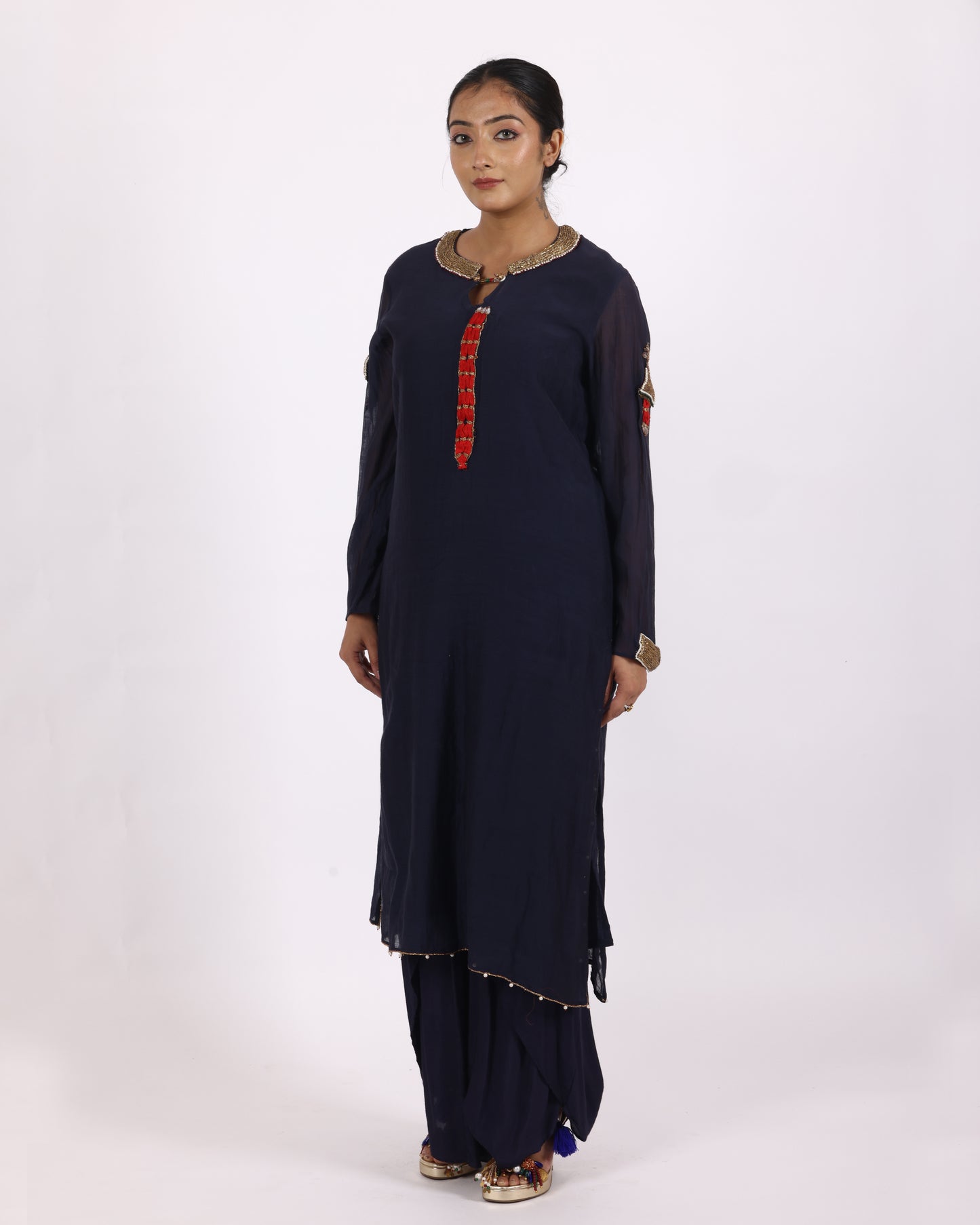 Navy Blue Chanderi Suit