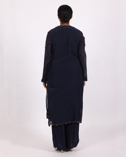 Navy Blue Chanderi Suit