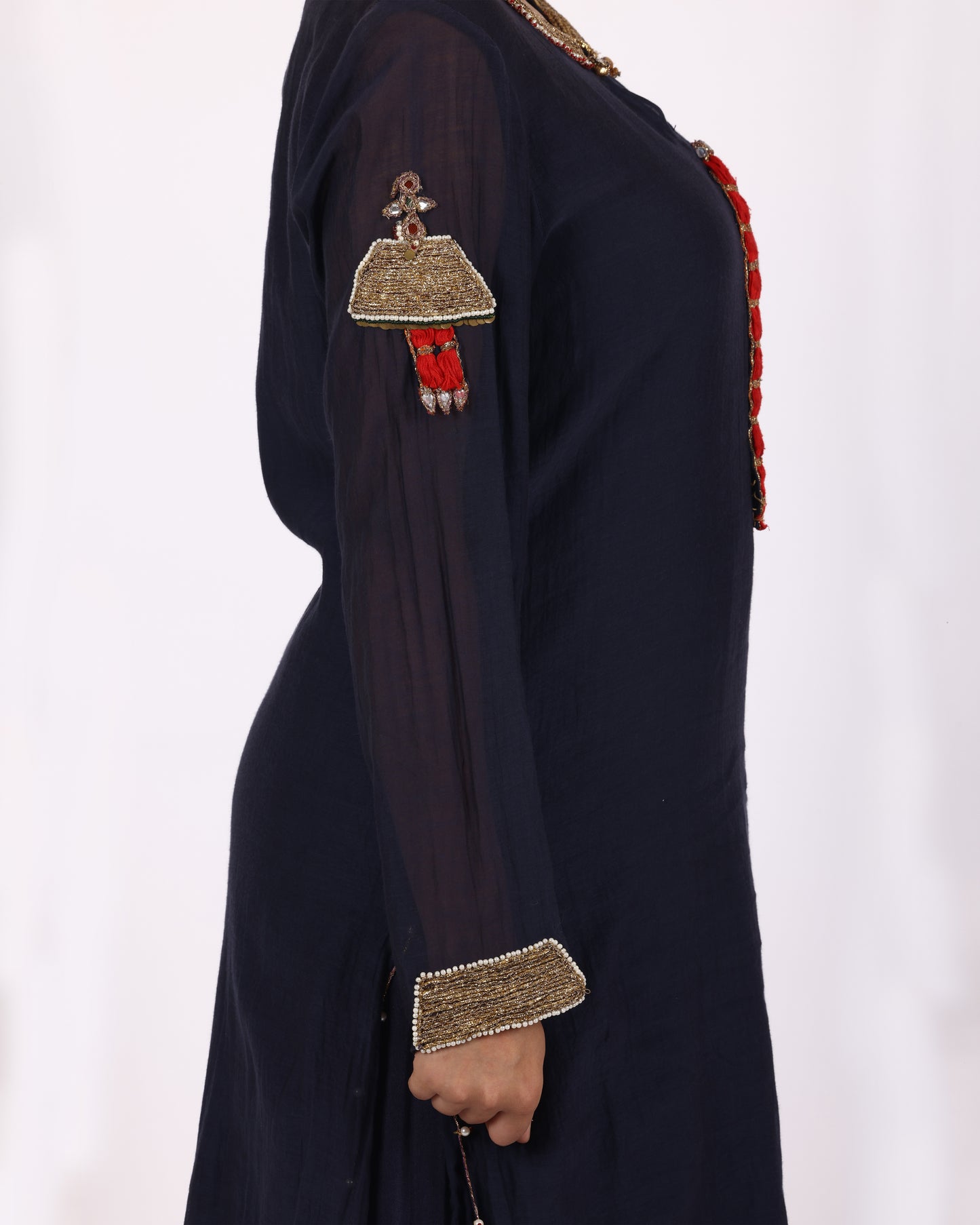 Navy Blue Chanderi Suit