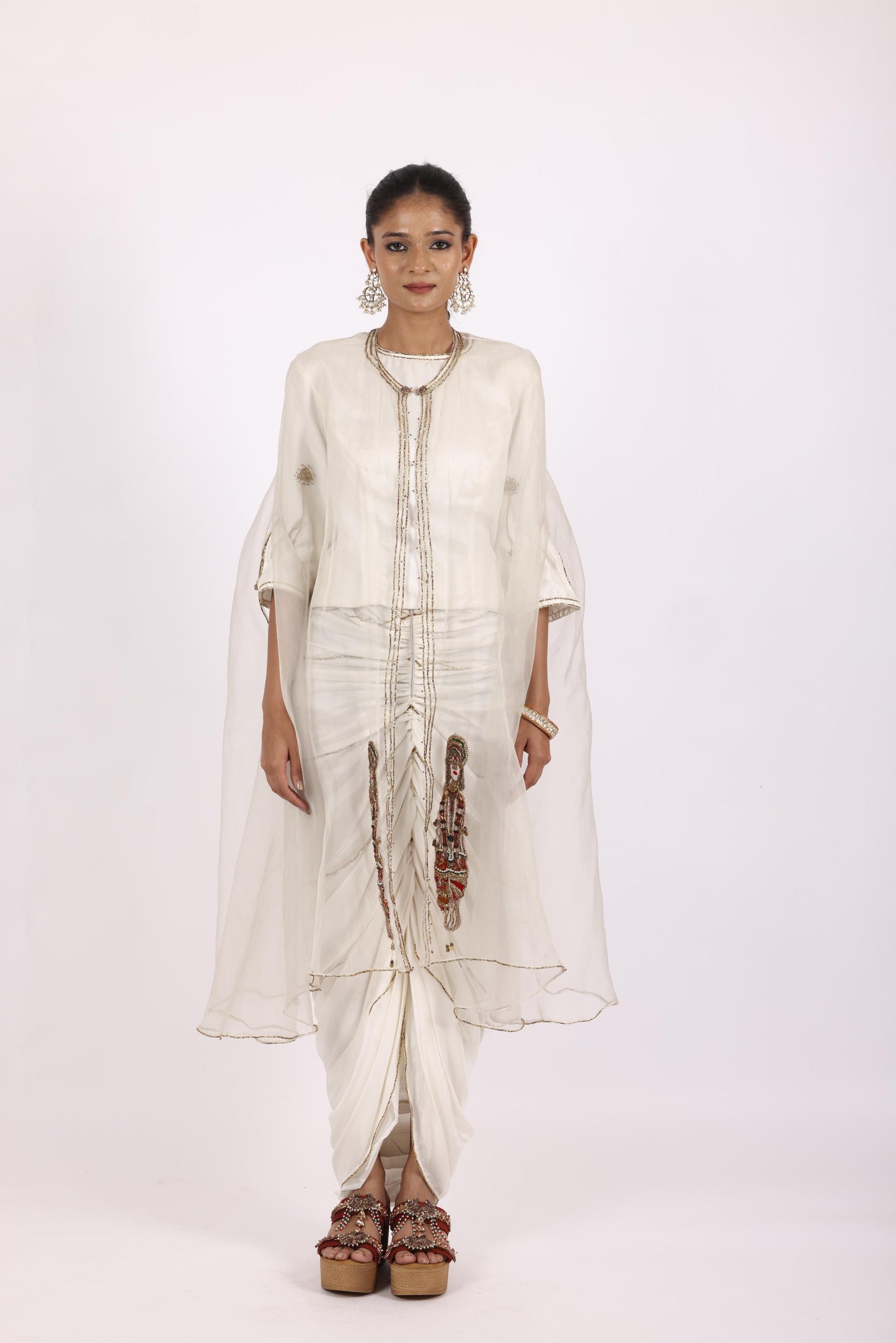 Off White Designer Chanderi Salwar Suits