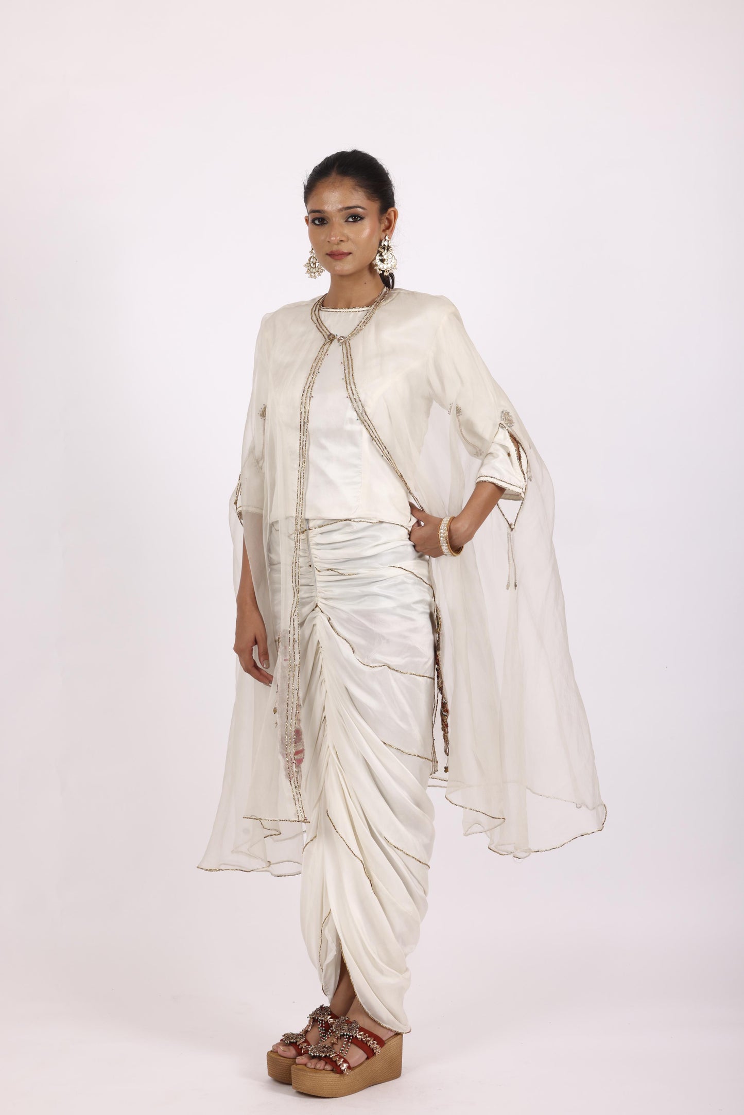 Off White Designer Chanderi Salwar Suits
