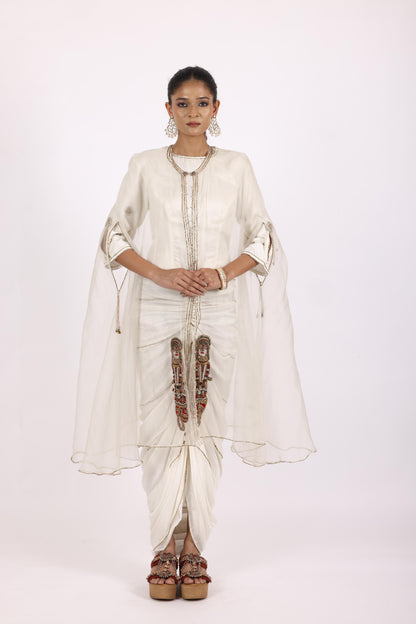 Off White Designer Chanderi Salwar Suits