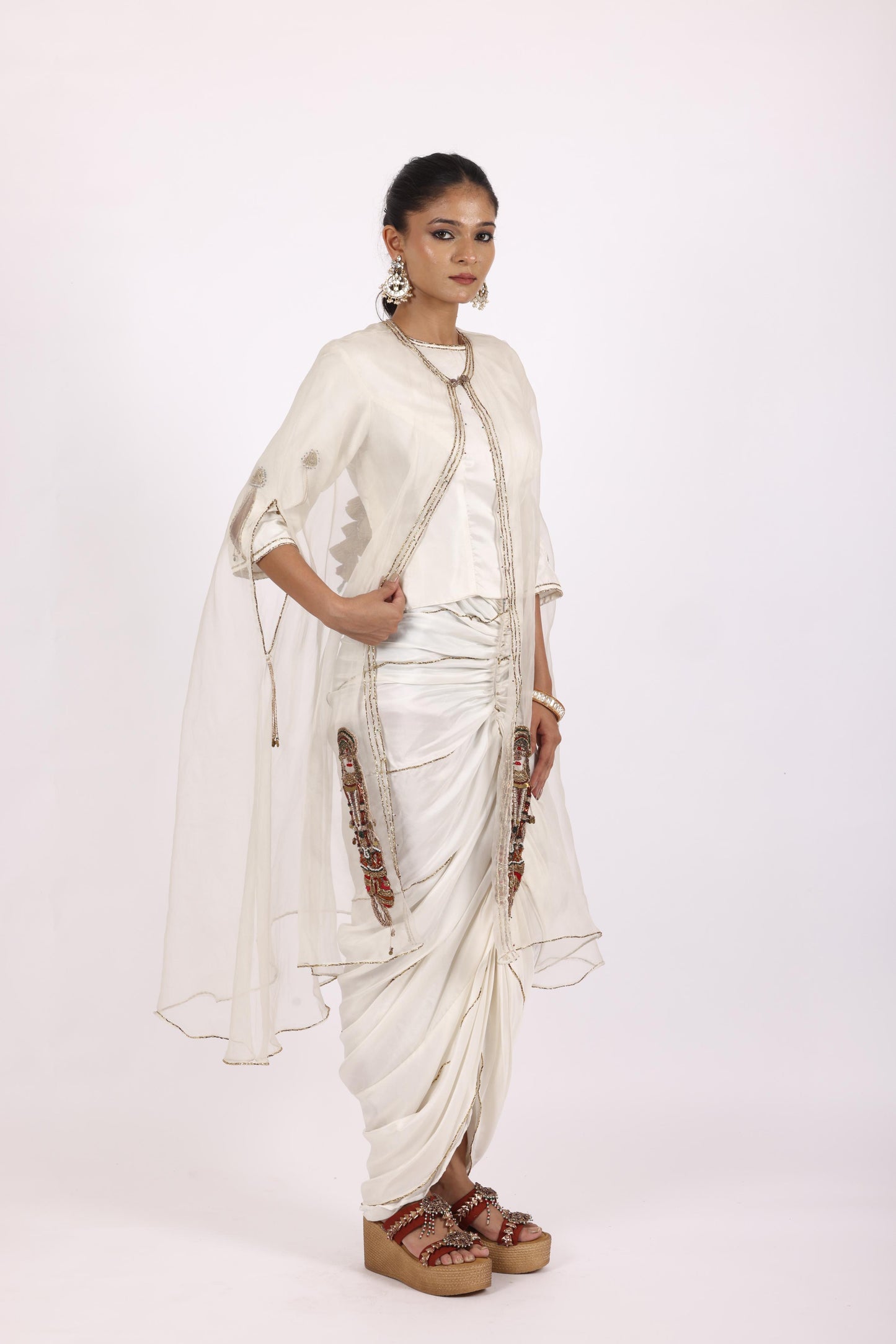 Off White Designer Chanderi Salwar Suits