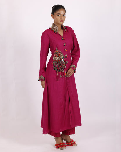 Magenta Matka Silk Suit