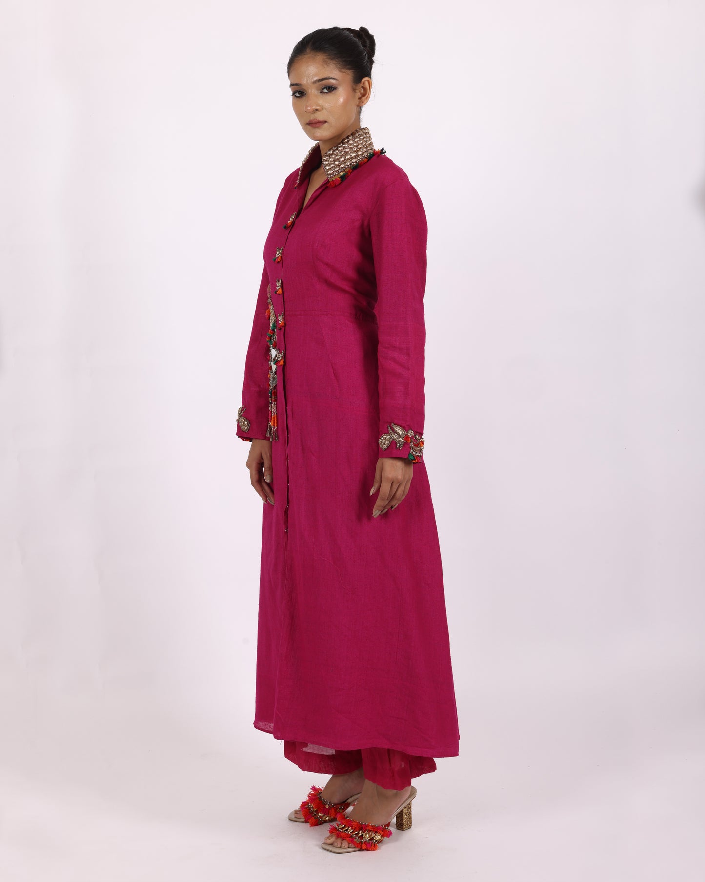 Magenta Matka Silk Suit