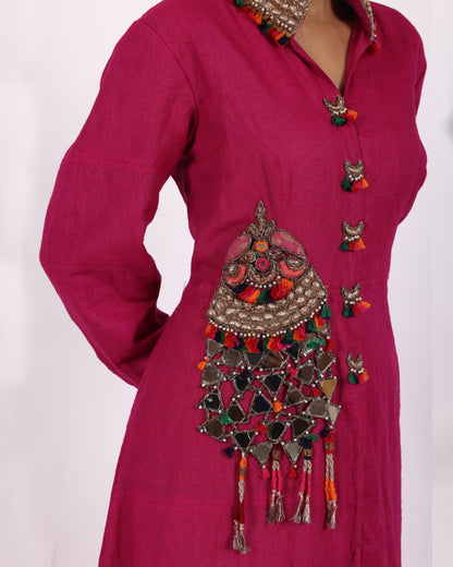 Magenta Matka Silk Suit