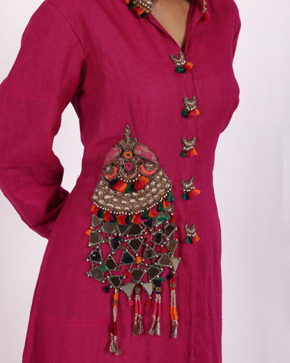 Magenta Matka Silk Suit