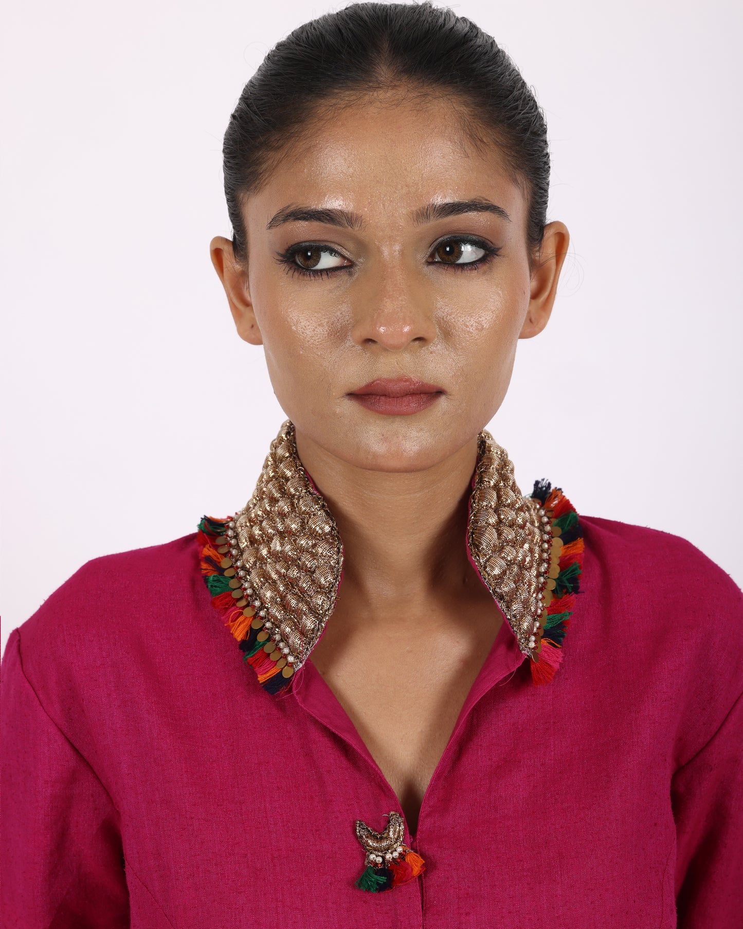 Magenta Matka Silk Suit