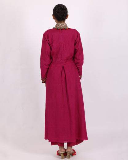 Magenta Matka Silk Suit