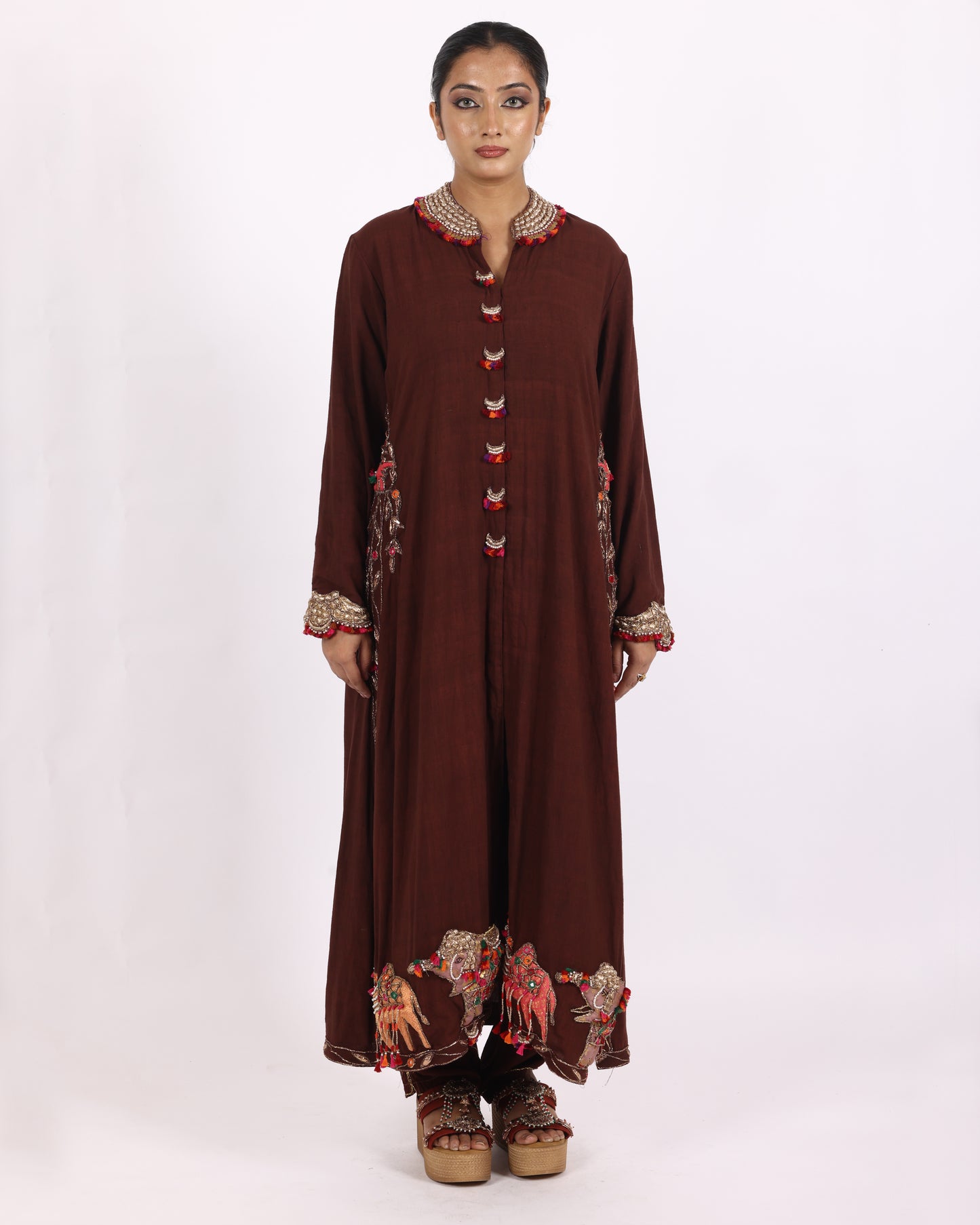 Brown Matka Silk Suit