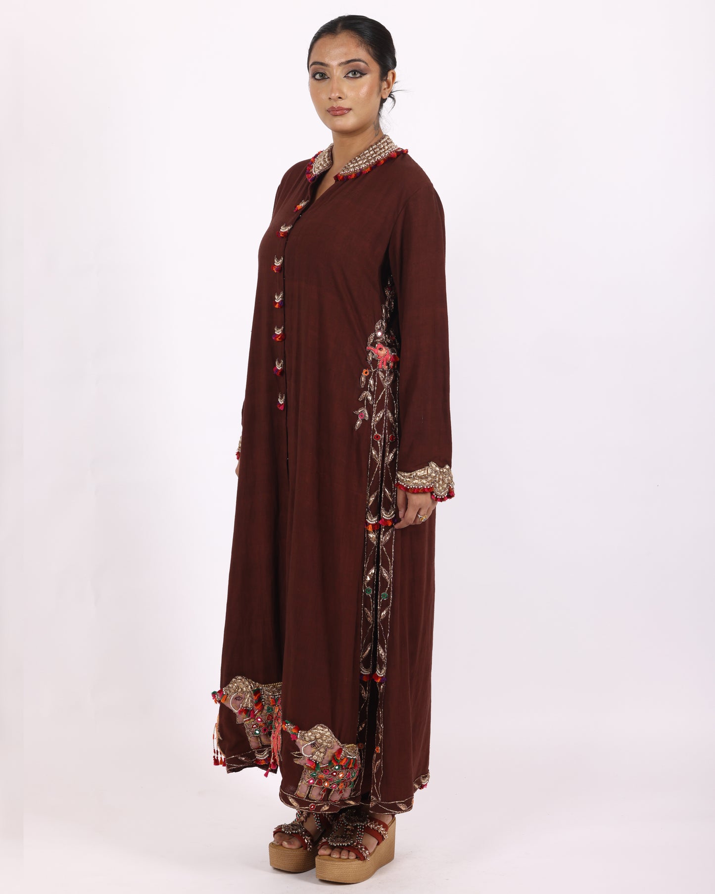 Brown Matka Silk Suit