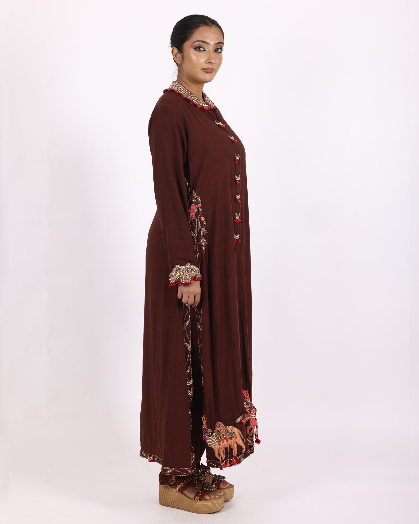 Brown Matka Silk Suit