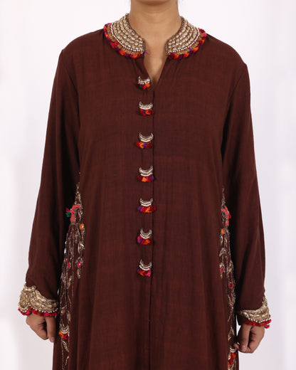 Brown Matka Silk Suit