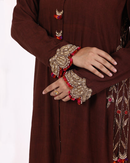 Brown Matka Silk Suit