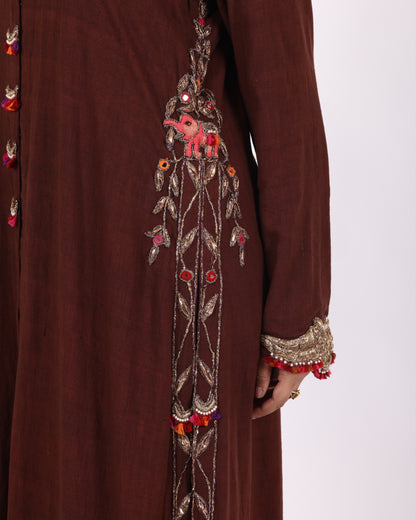Brown Matka Silk Suit