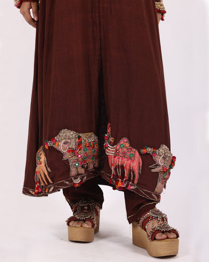 Brown Matka Silk Suit