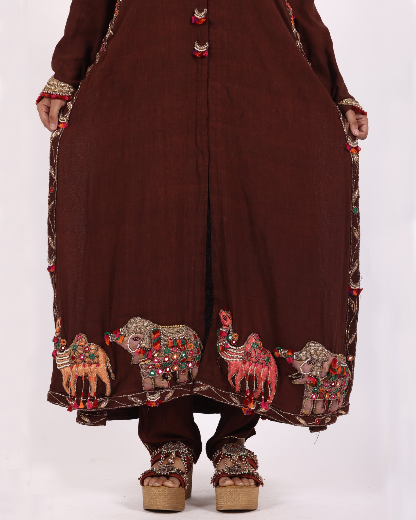 Brown Matka Silk Suit