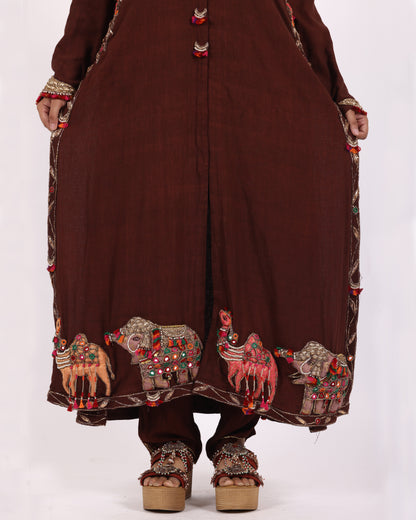 Brown Matka Silk Suit