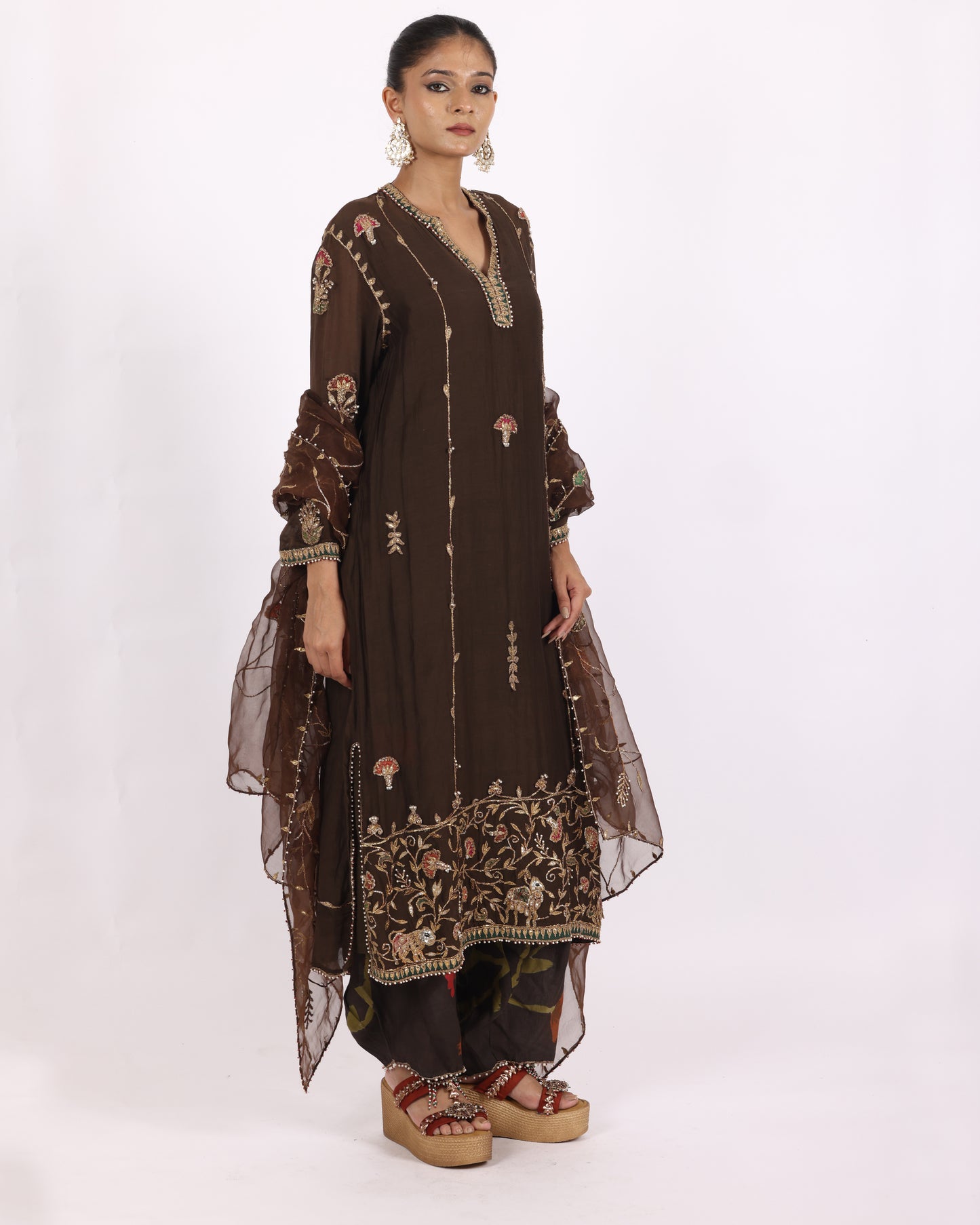 Brown Chanderi Suit