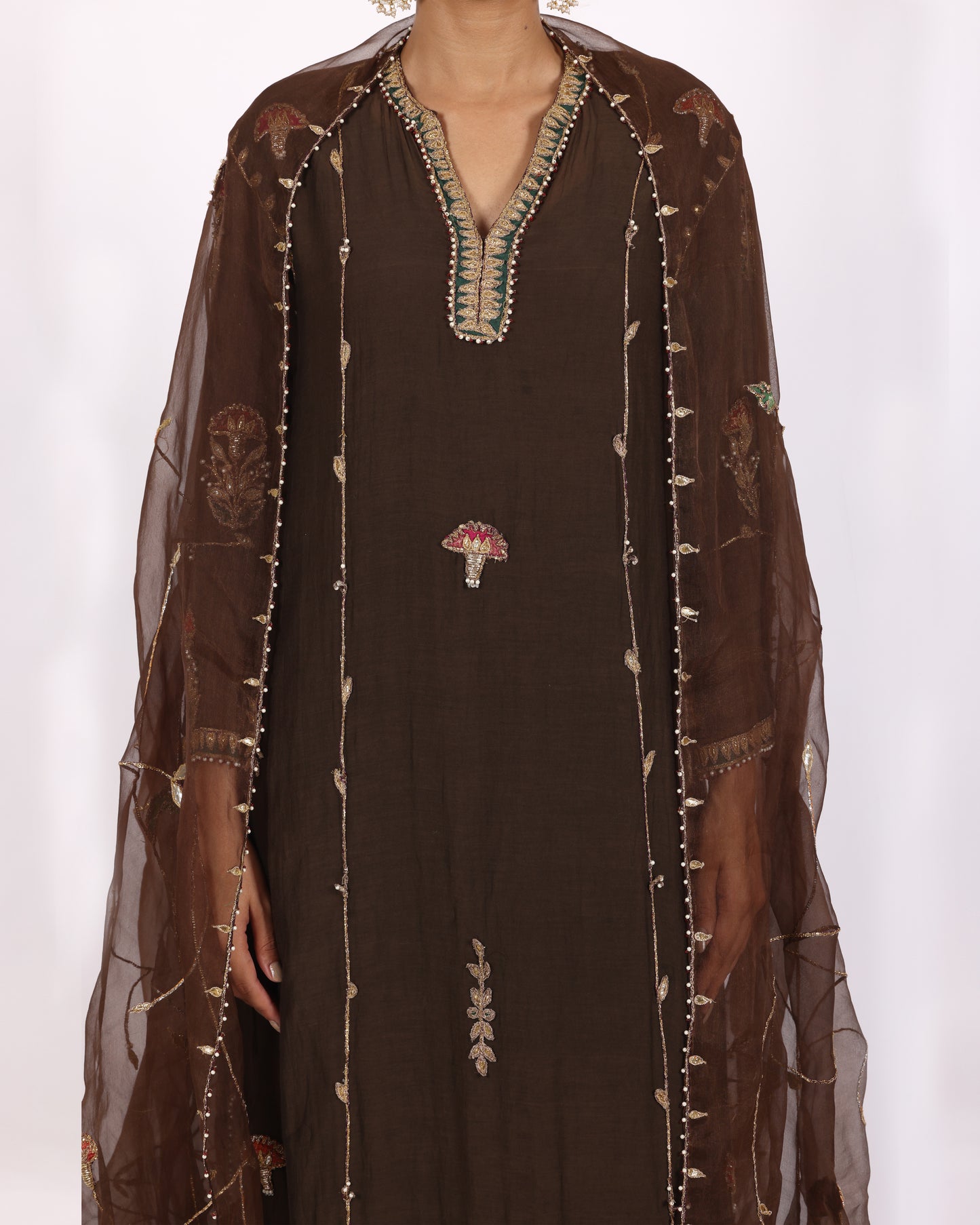 Brown Chanderi Suit