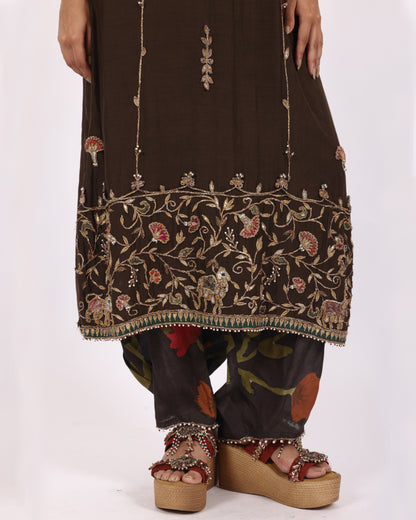 Brown Chanderi Suit