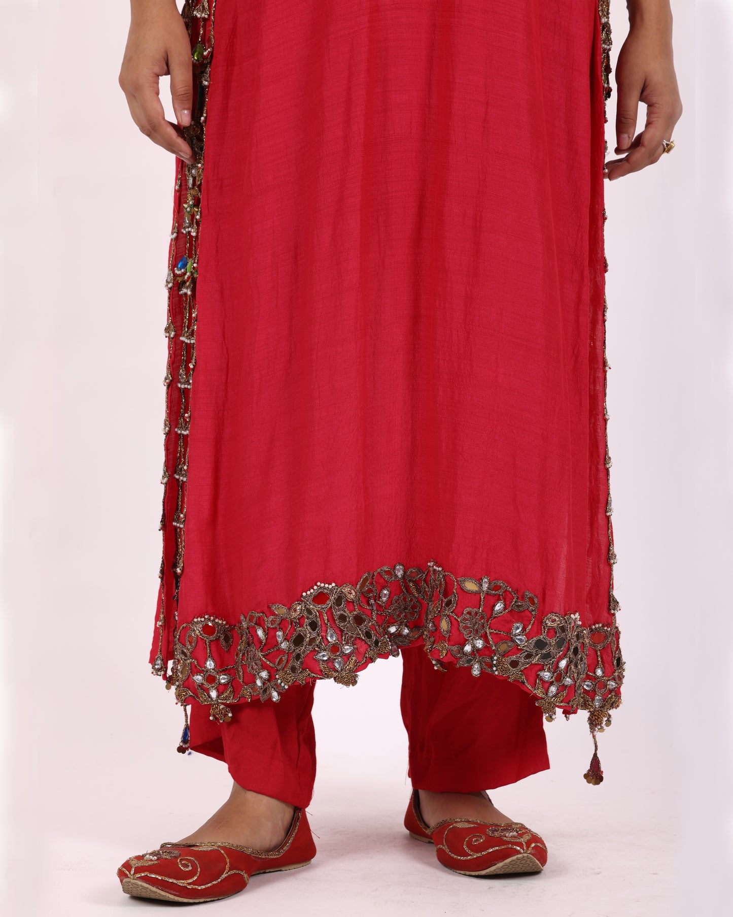 Red Silk Chiffon Suit