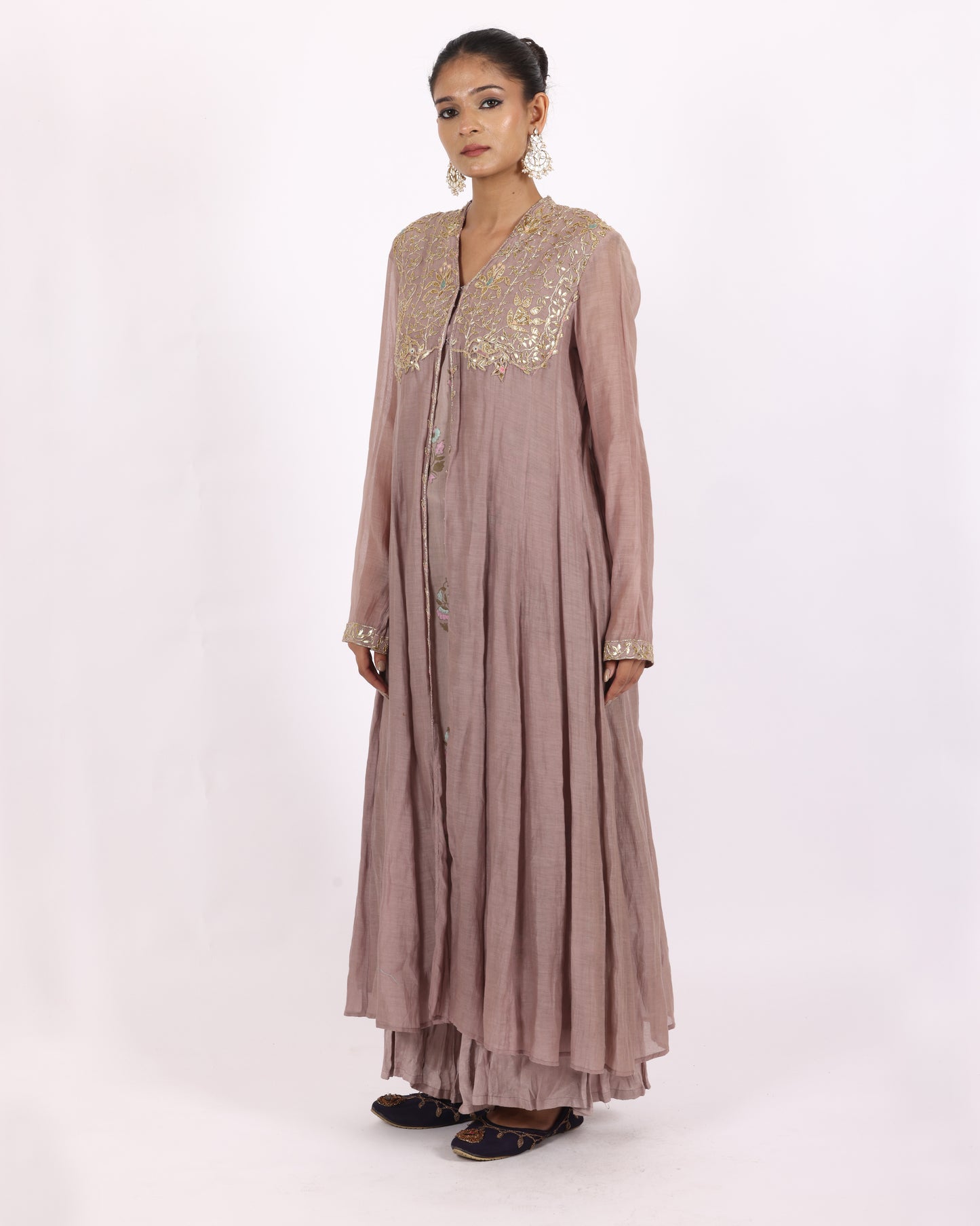 Mauve Chanderi Suit