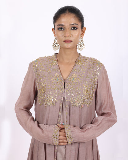 Mauve Chanderi Suit