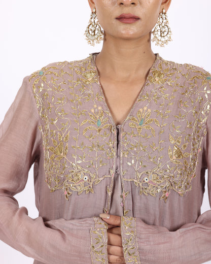 Mauve Chanderi Suit
