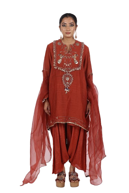 Rust Chanderi Suit