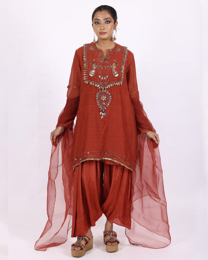Rust Chanderi Suit