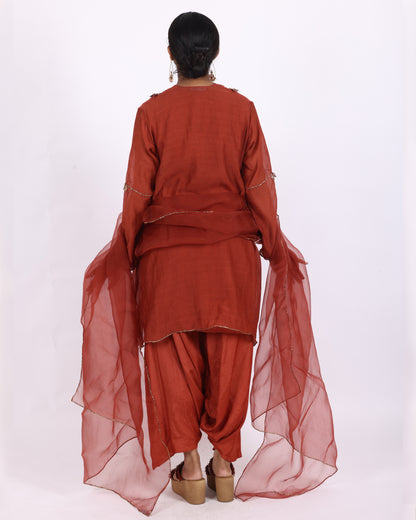 Rust Chanderi Suit