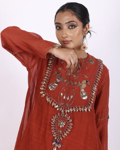 Rust Chanderi Suit