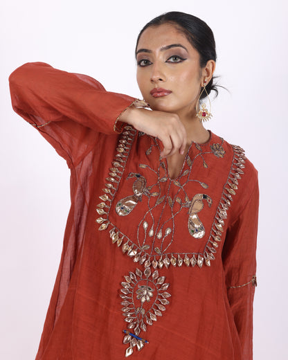 Rust Chanderi Suit