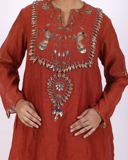 Rust Chanderi Suit