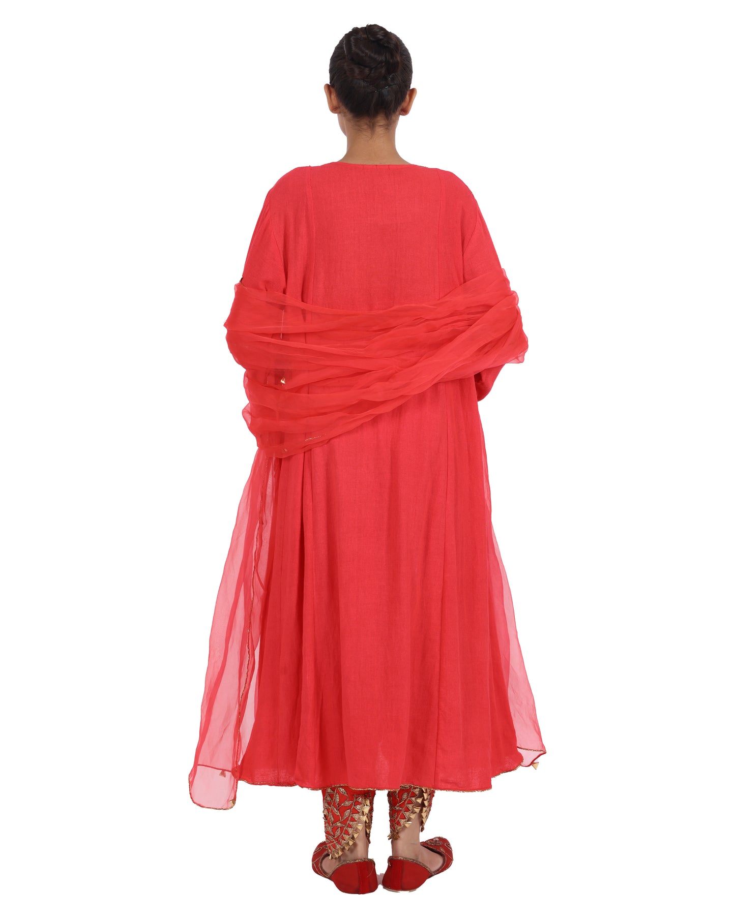 Bright Red Matka Silk Suit