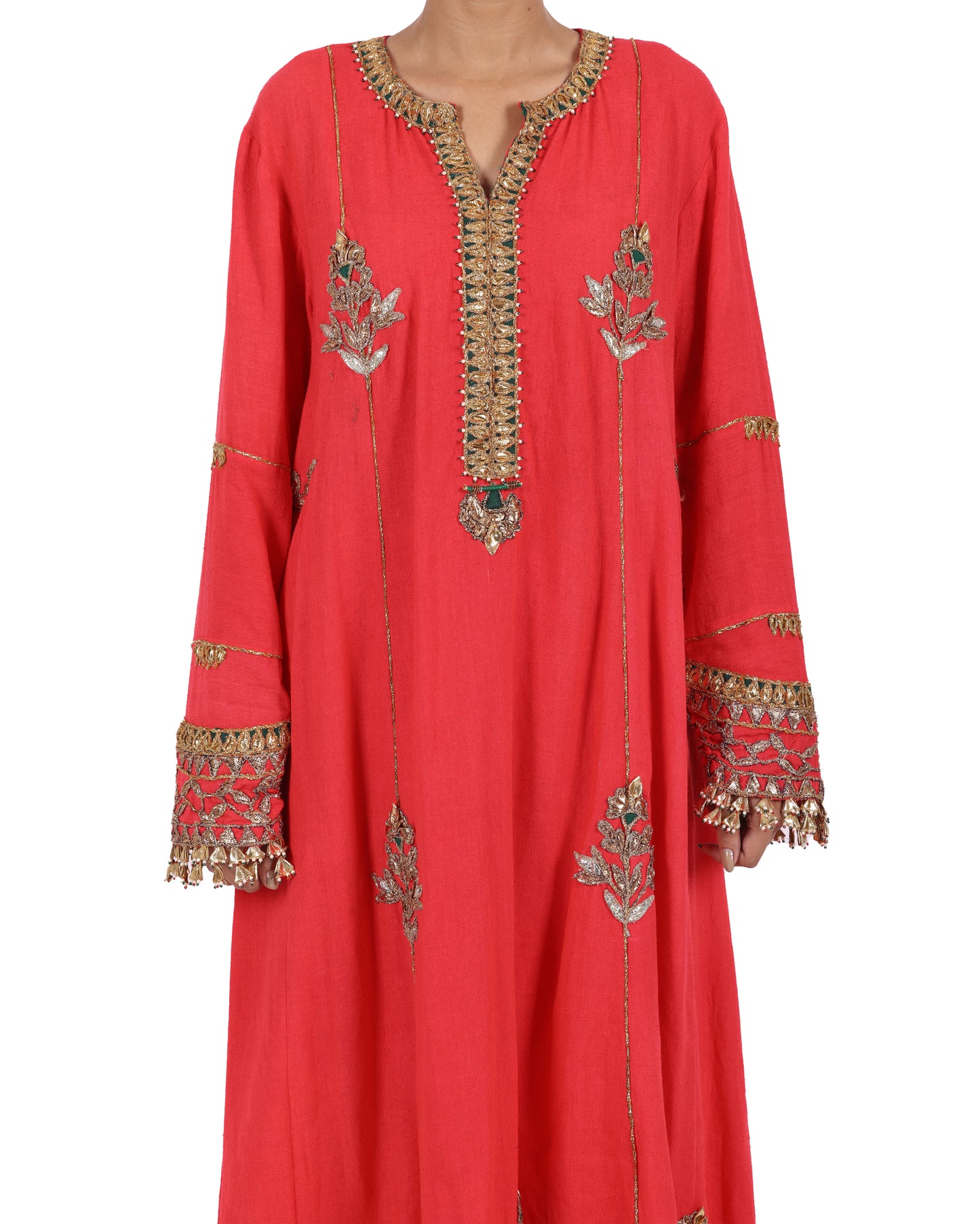 Bright Red Matka Silk Suit