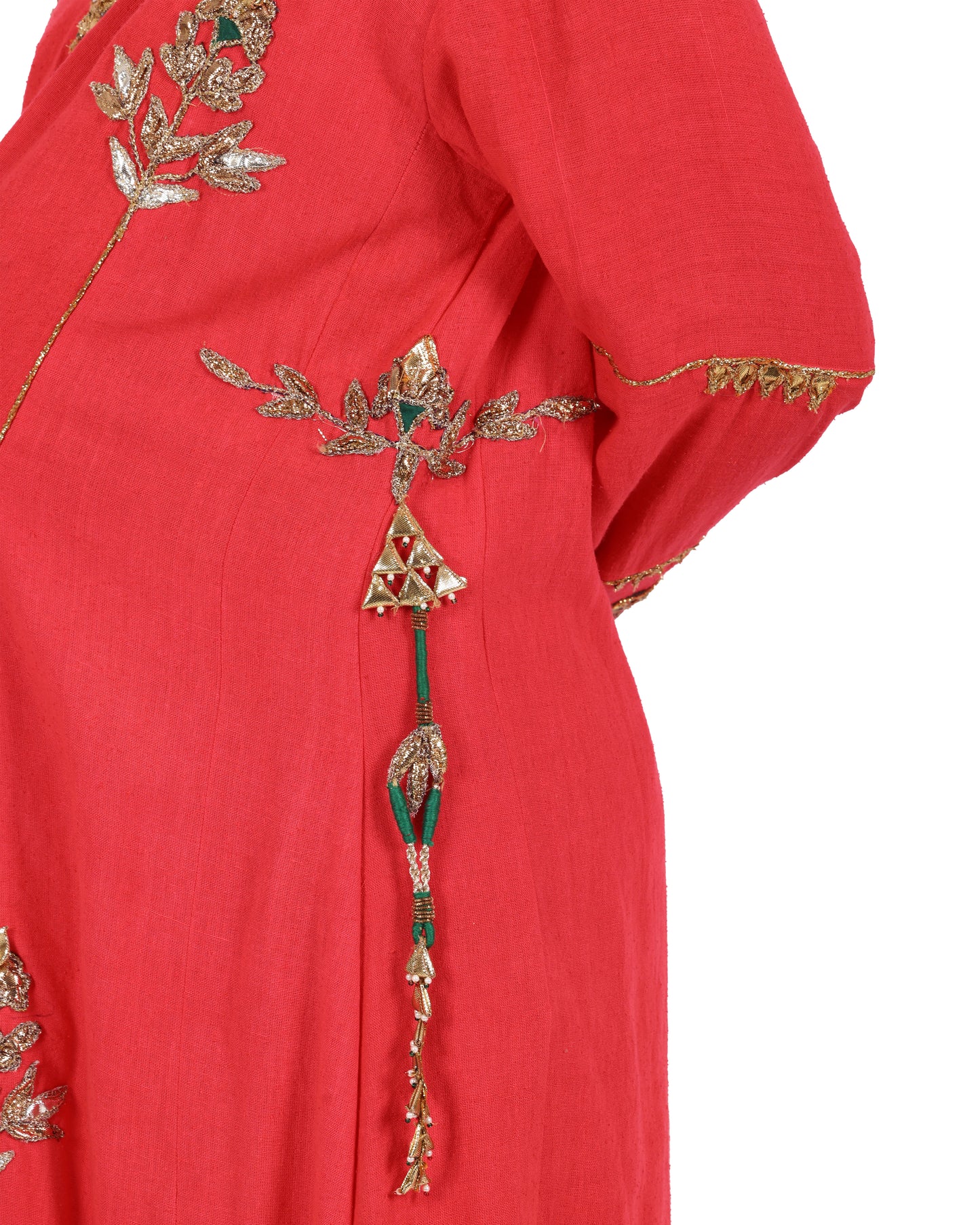 Bright Red Matka Silk Suit